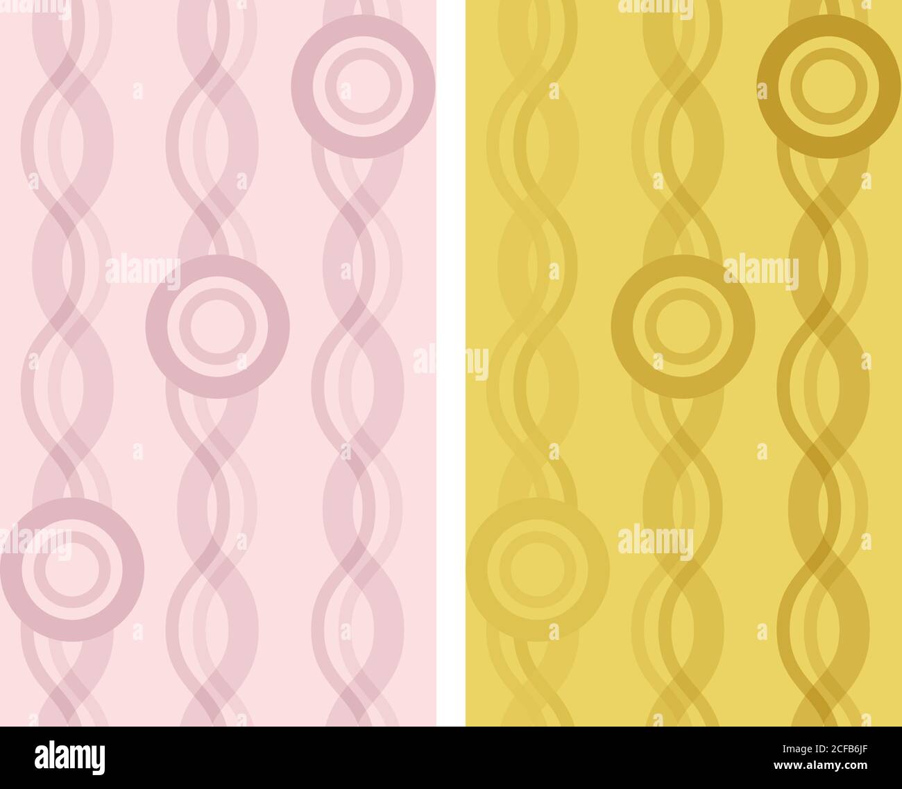 Vettore di campitura senza giunture realizzato con cerchi. Due versioni di colore: Giallo e salmone. Illustrazione Vettoriale