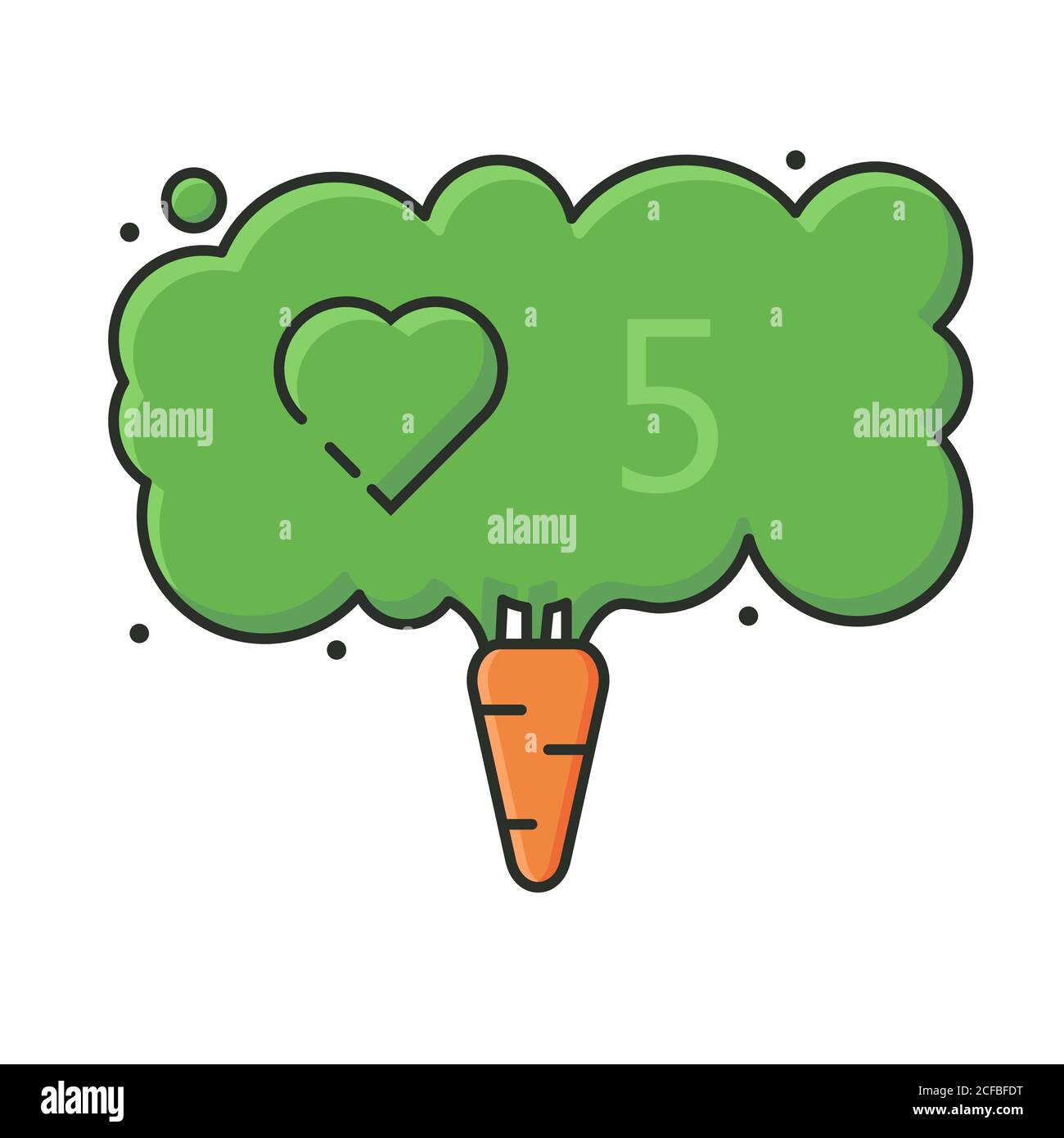 concept carota vegana e social network come icona con contatore numeri Illustrazione Vettoriale