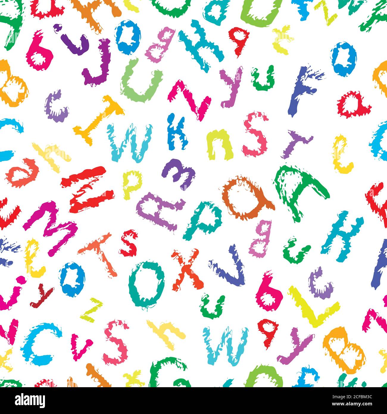Disegno a mano alfabeto inglese decorativo, disegno stile cartoon, Illustrazione Vettoriale