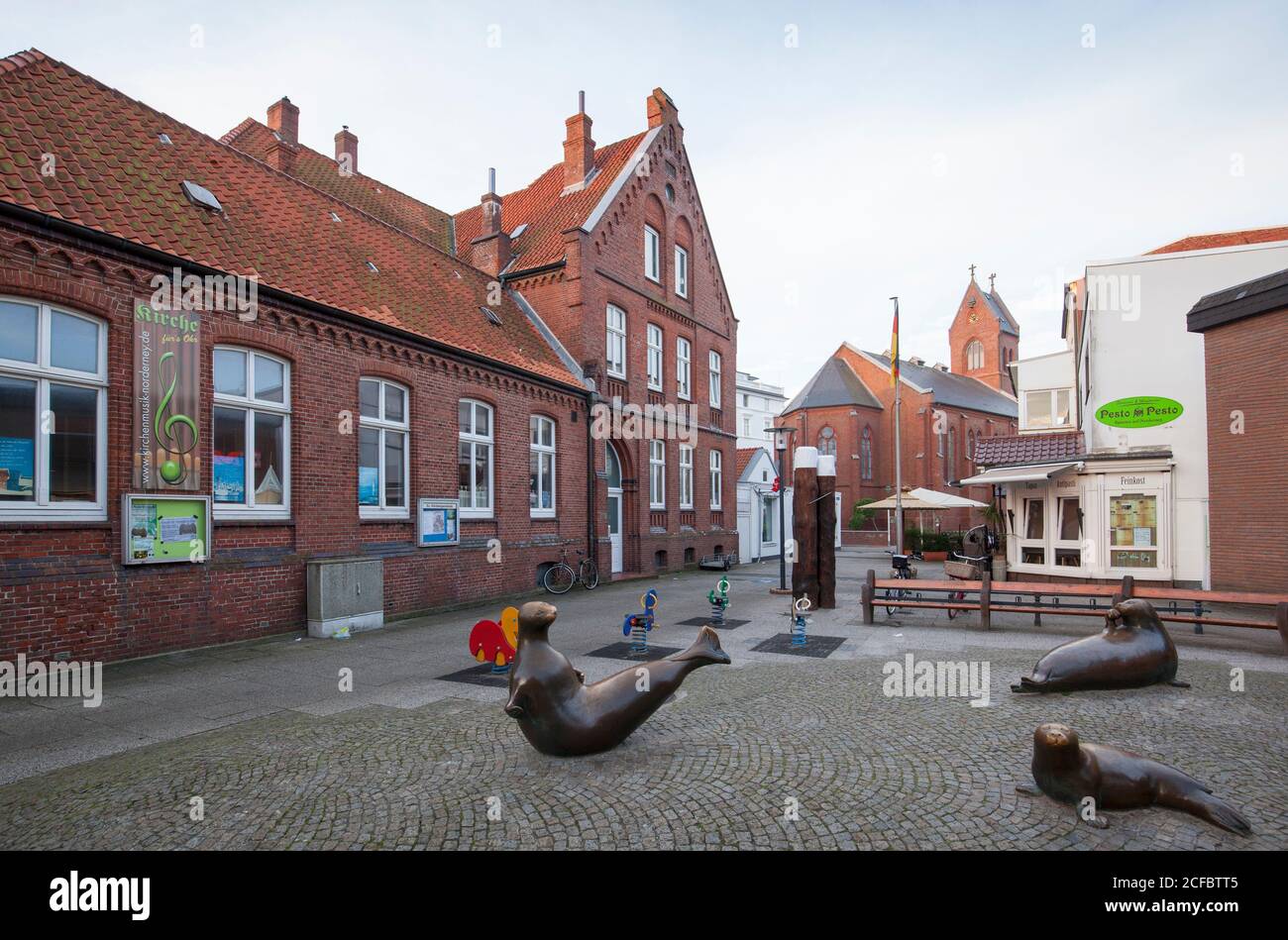 Case tipiche, Norderney, Isole Frisone Orientali Foto Stock