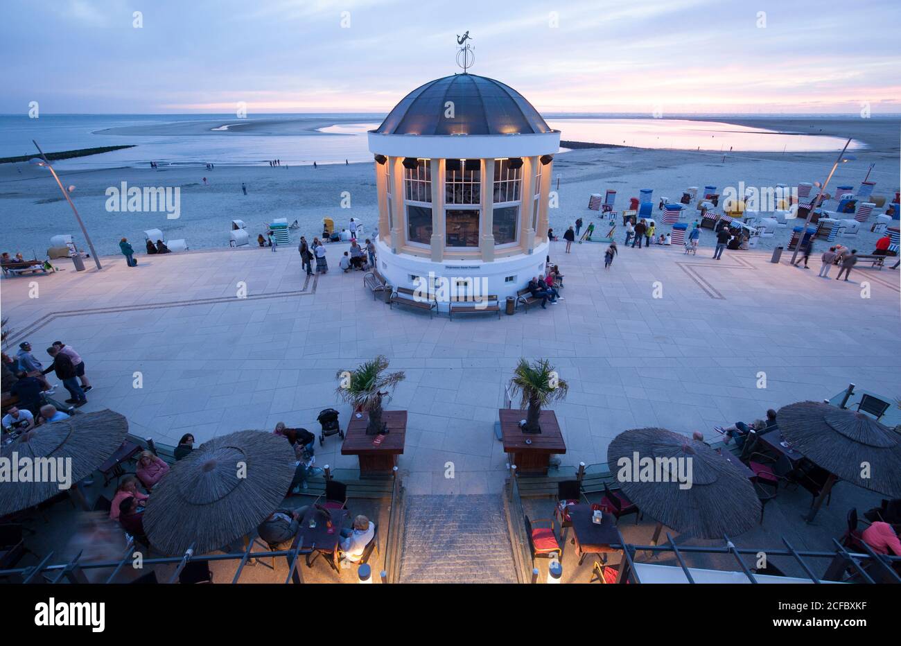 Chiosco, Promenade, Borkum, Isole Frisone Orientali Foto Stock