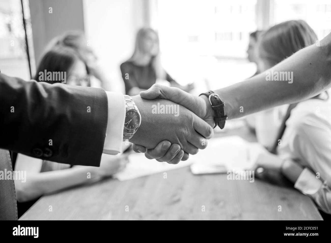 Affare dell'uomo di affari. Handshake di affari e persone di affari sul concetto di affare Foto Stock