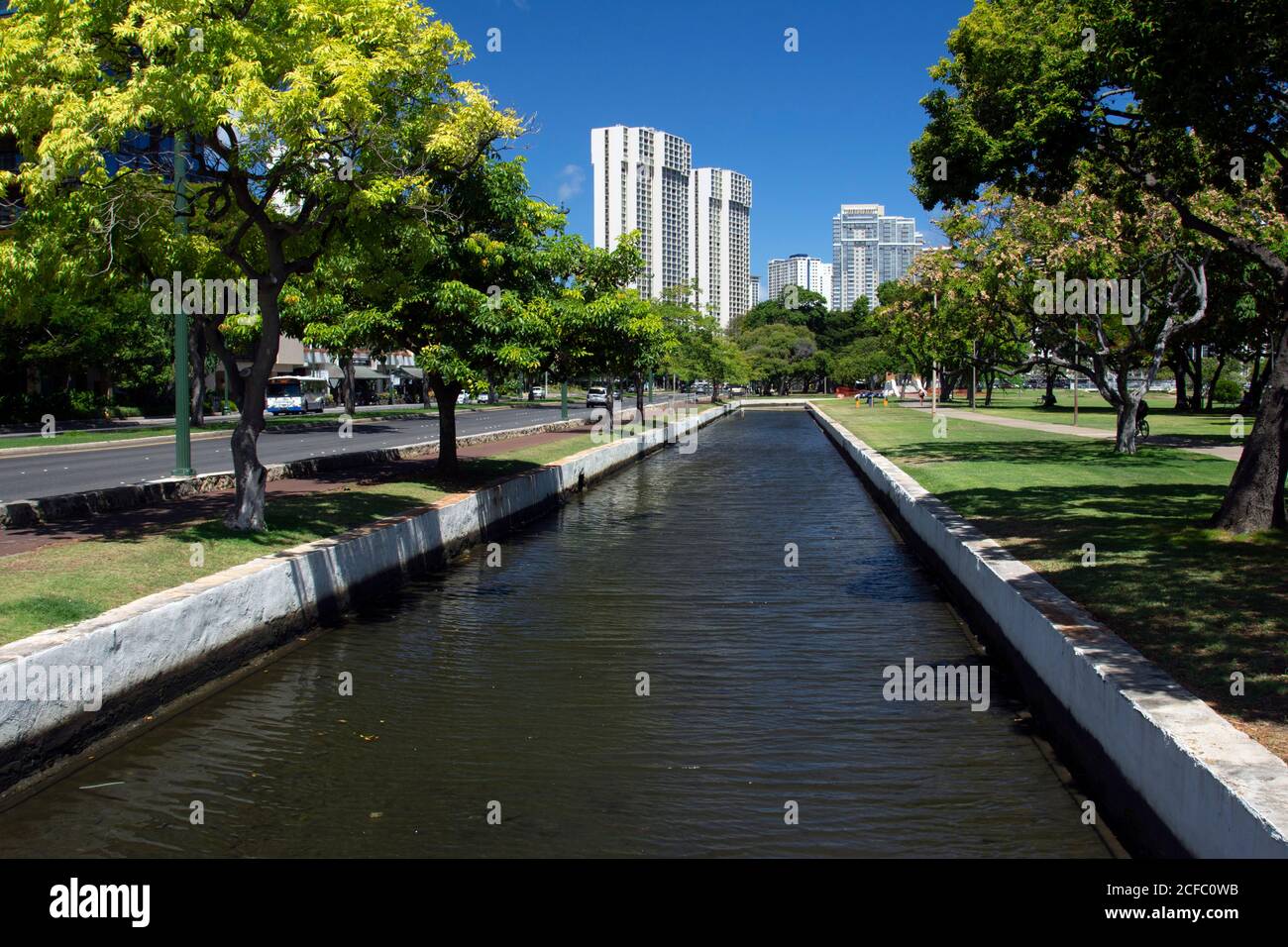 Canale d'acqua ad Ala Moana Beach Park, Oahu, Hawaii, USA Foto Stock