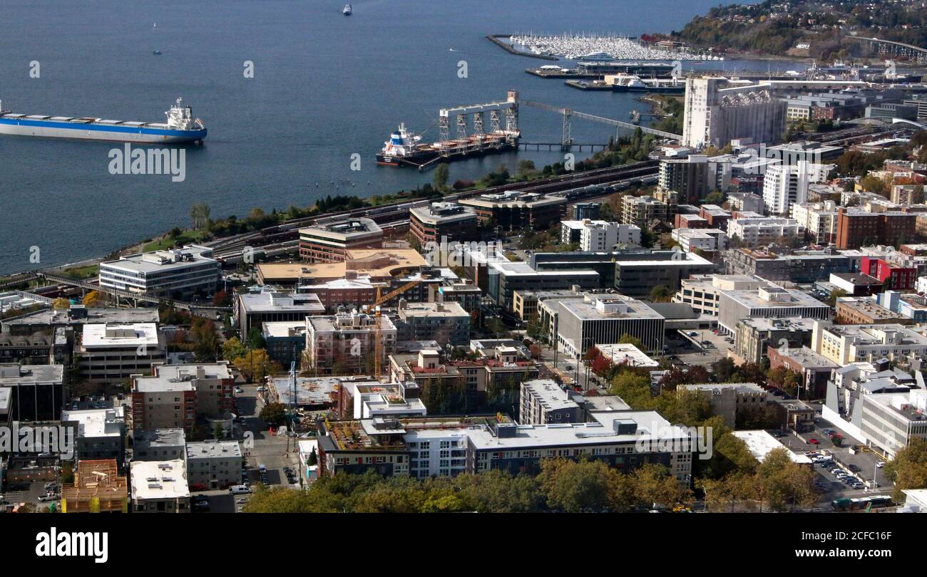Seattle, punto di riferimento turistico USA Space Needle View Foto Stock