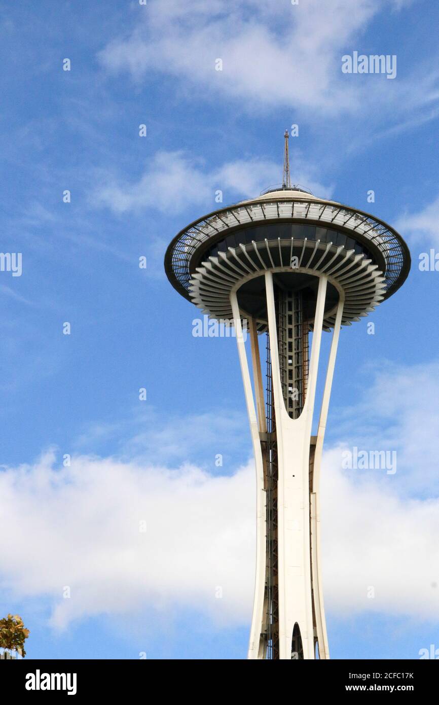 Seattle, punto di riferimento turistico USA Space Needle View Foto Stock