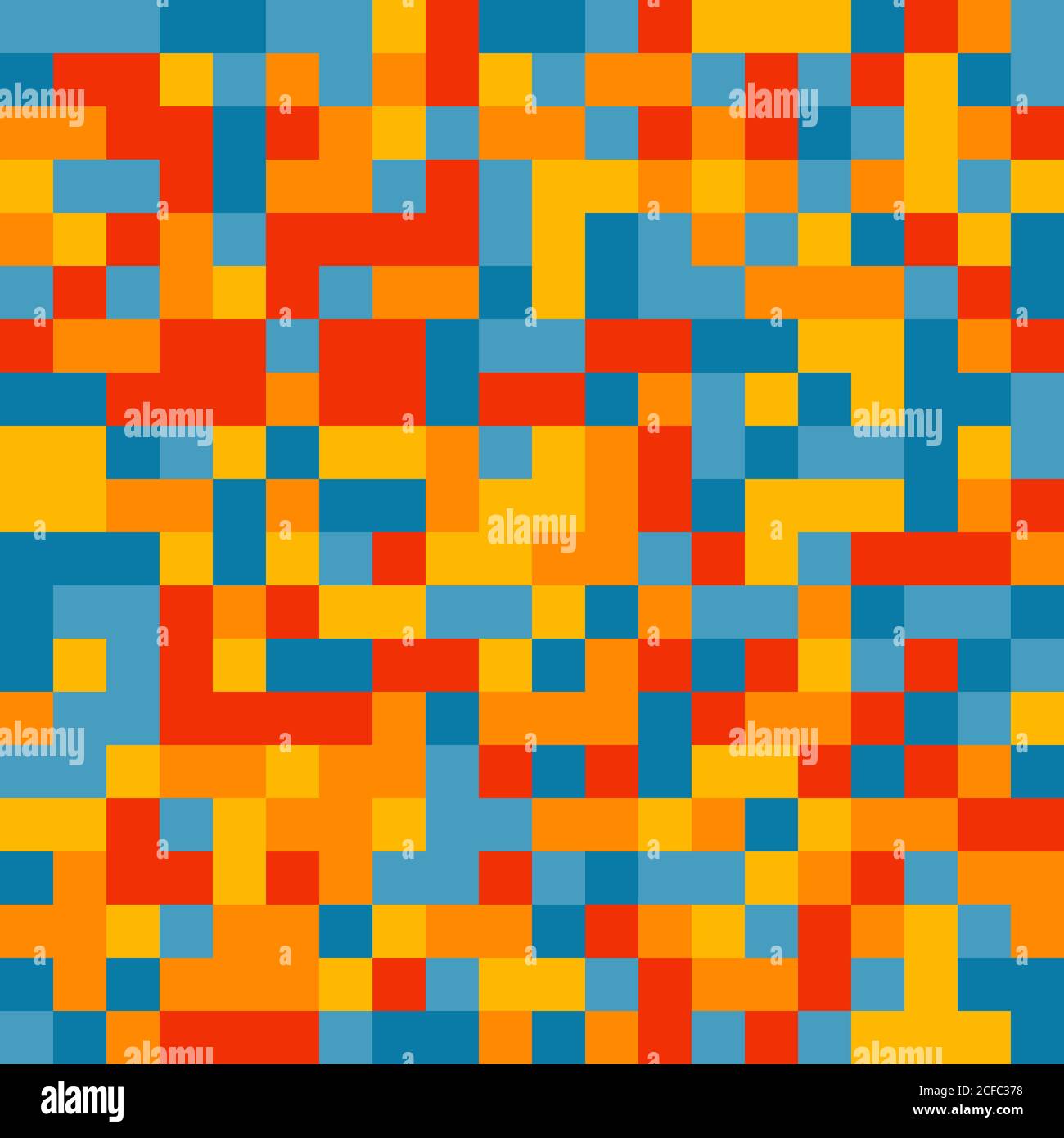 Schema pixel astratto. Campioni colorati casuali. Sfondo vettoriale senza giunture. Solo cinque colori - facile da colorare. Illustrazione Vettoriale