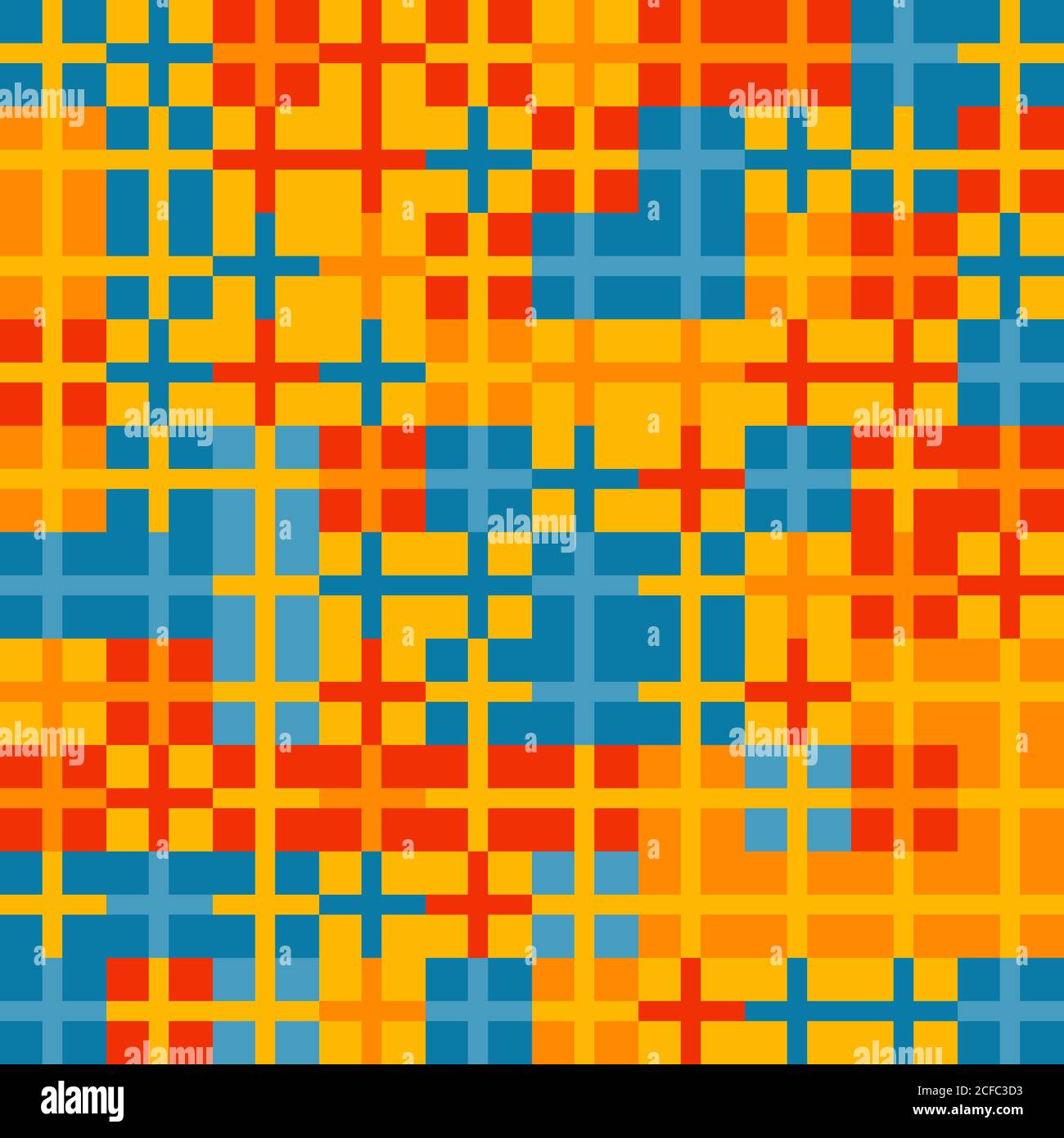 Modello geometrico astratto con piccole croci colorate in quadrati. Campioni colorati casuali. Sfondo vettoriale senza giunture. Solo cinque colori - facile da rieseguire Illustrazione Vettoriale