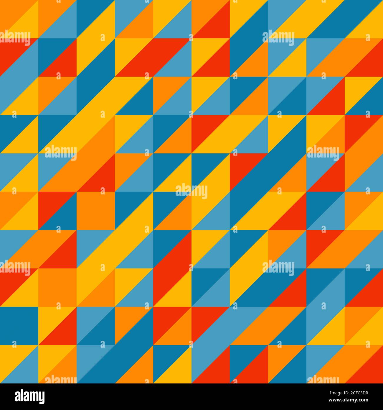 Schema geometrico triangoli astratti. Campioni colorati casuali. Sfondo vettoriale senza giunture. Solo cinque colori - facile da colorare. Illustrazione Vettoriale