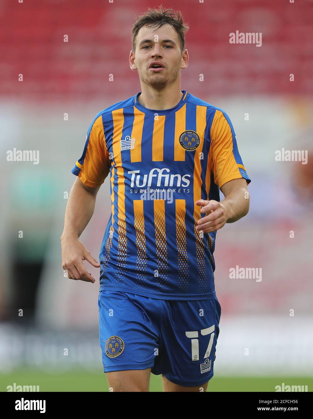 MIDDLESBROUGH, INGHILTERRA. 4 SETTEMBRE 2020 Donald Love of Shrewsbury Town durante la partita della Carabao Cup tra Middlesbrough e Shrewsbury Town al Riverside Stadium di Middlesbrough. (Credit: Mark Fletcher | MI News) Credit: MI News & Sport /Alamy Live News Foto Stock