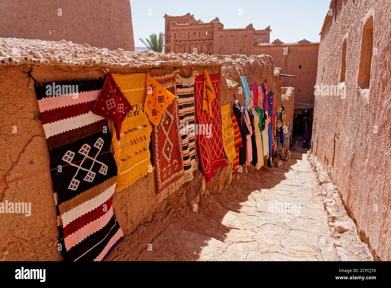 AIT Benhaddou, artigianato, creativo, Marocco, tappeti, tradizionale, cultura, colore, commercio Foto Stock