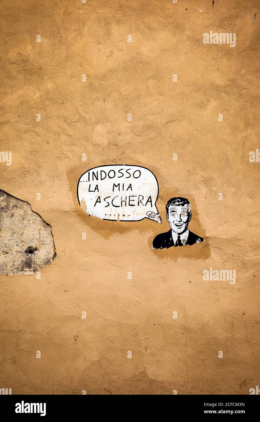Muro, graffiti, Lucca, Toscana, Italia Foto Stock