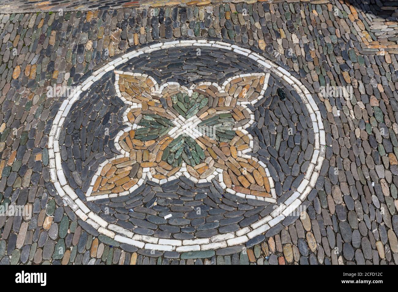 Mosaico di ciottoli, Friburgo, Freiburg im Breisgau, Baden-Württemberg, Germania, Europa Foto Stock