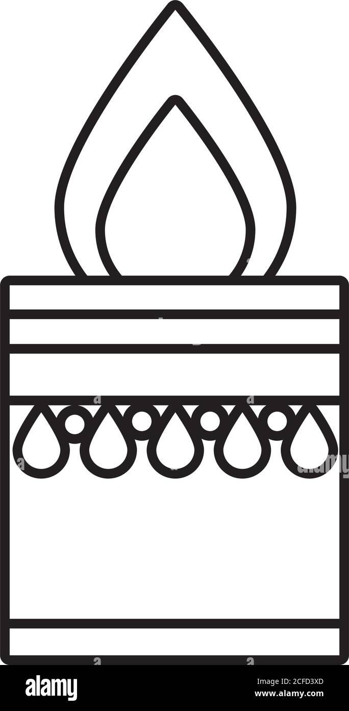 diwali disegno di illustrazione vettoriale dell'icona di stile della linea della candela Illustrazione Vettoriale