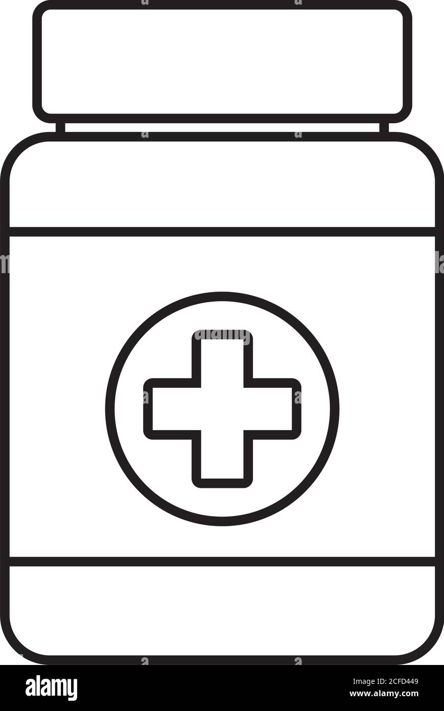 flacone di farmaci linea stile icona disegno vettoriale illustrazione Illustrazione Vettoriale