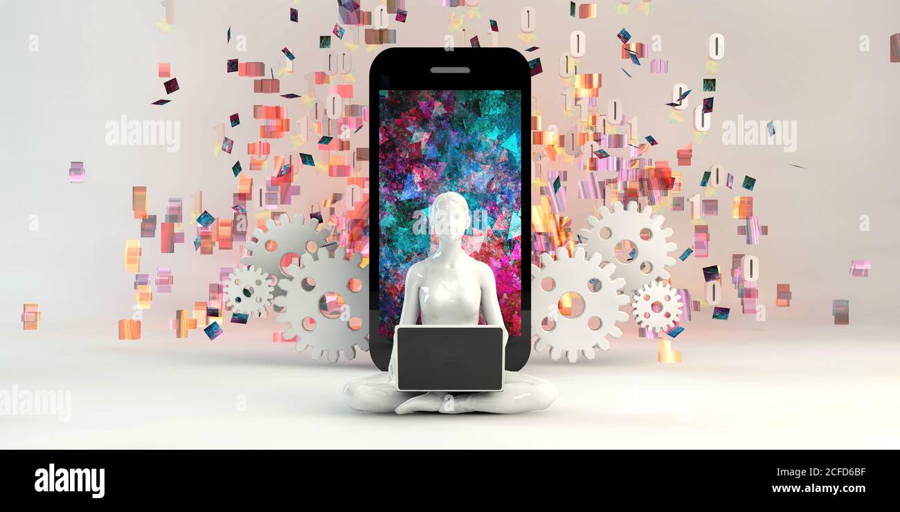 Concetto di creatività e mente creativa con ispirazione su dispositivi mobili Foto Stock