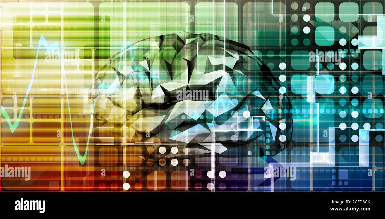 Tecnologia del cervello per la scienza astratta sfondo digitale Foto Stock