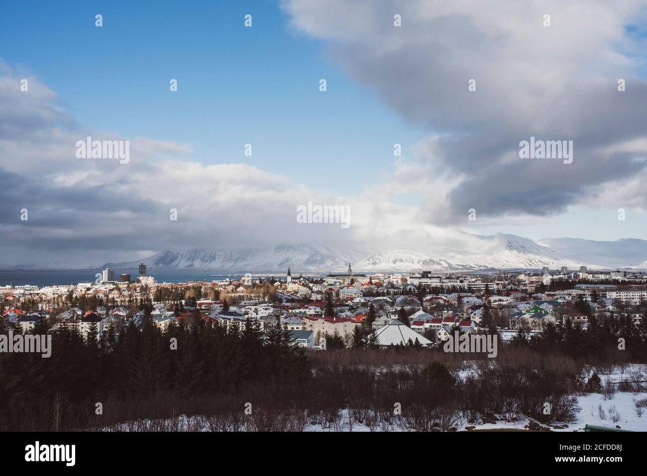 Vista su Reykjavik da Perlan, Islanda Foto Stock