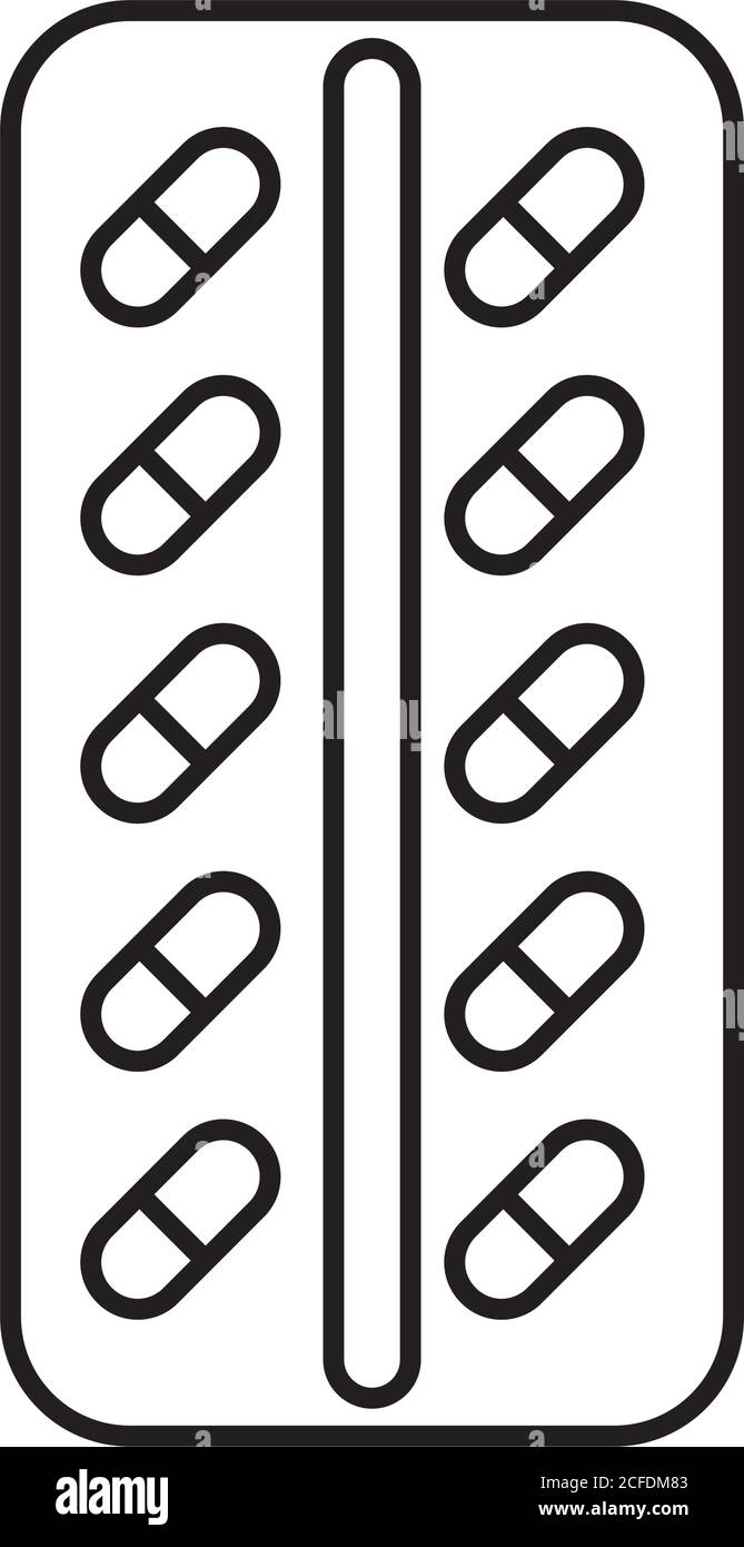 capsule di medicina farmaci linea sigillante stile icona disegno vettoriale illustrazione Illustrazione Vettoriale