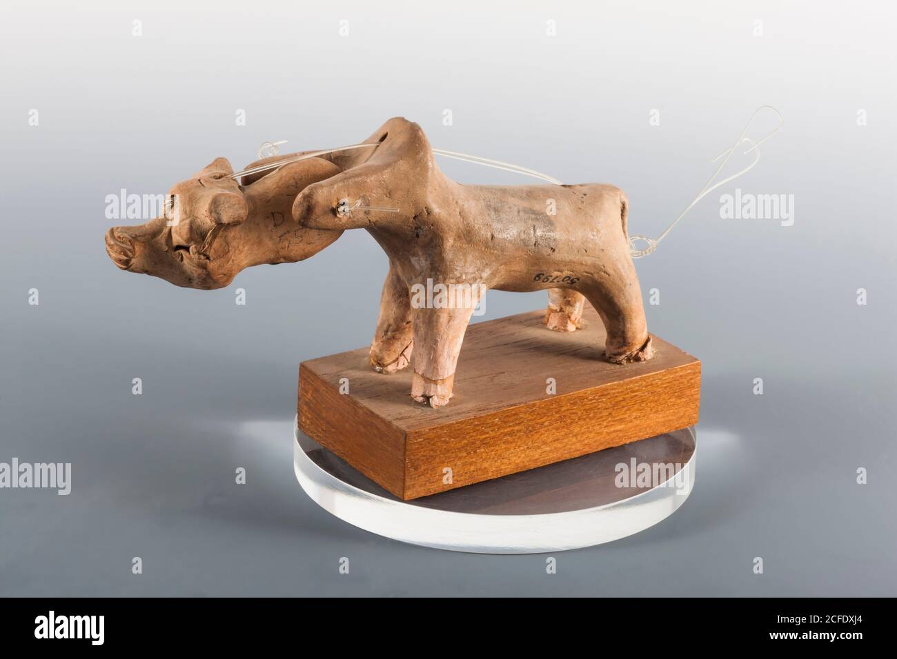 Animale di argilla con testa mobile, Mohenjo daro, Indo Valley Civilization Gallery, Museo Nazionale del Pakistan, Karachi, Sindh, Pakistan, Asia meridionale, Asia Foto Stock