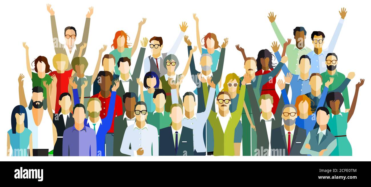 un gruppo di persone sono felici Illustrazione Vettoriale