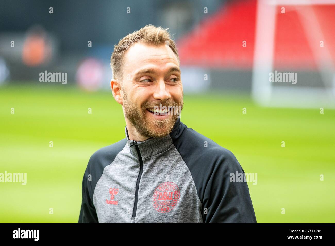 Copenaghen, Danimarca. 04th, settembre 2020. Christian Eriksen della nazionale danese ha visto durante una sessione di allenamento aperta prima della partita di qualificazione della UEFA Nations League contro il Belgio a Parken, Copenaghen. (Photo credit: Gonzales Photo - Dejan Obretkovic). Foto Stock