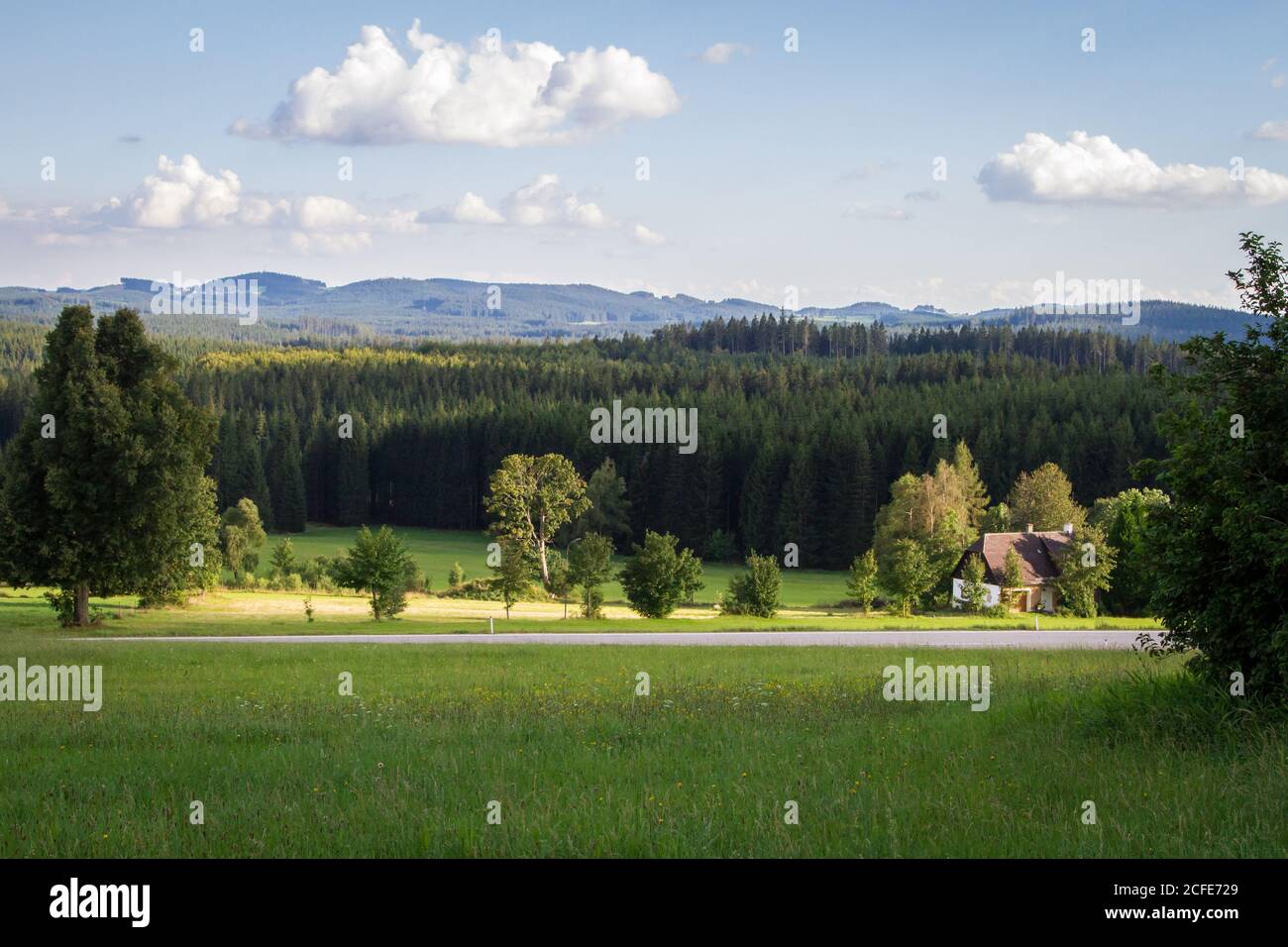 Strada e paesaggio - escursioni intorno a Karlstift, Waldviertel, Austria Foto Stock