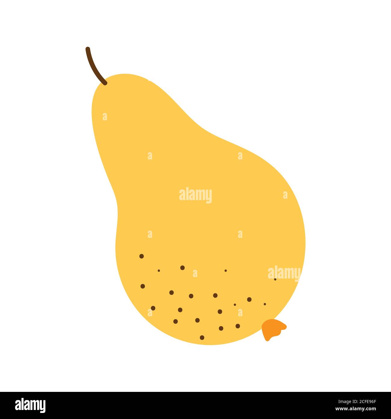 Frutto maturo di colore pera disegnata a mano con punti. Semplice e divertente illustrazione vettoriale per il tuo progetto. Frutta isolata su sfondo bianco in trendy Illustrazione Vettoriale