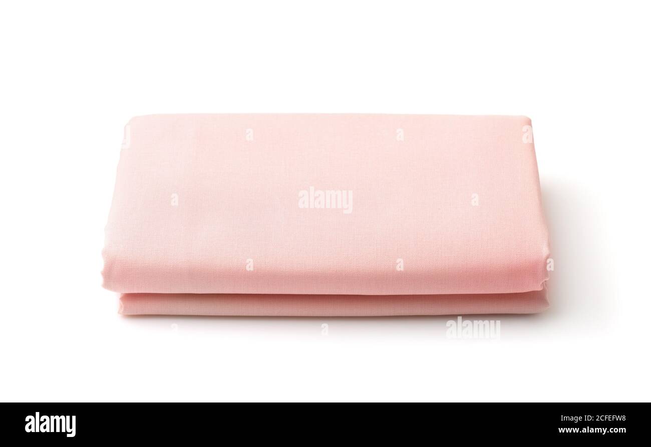 Vista frontale delle lenzuola di cotone ripiegate isolate su bianco Foto Stock