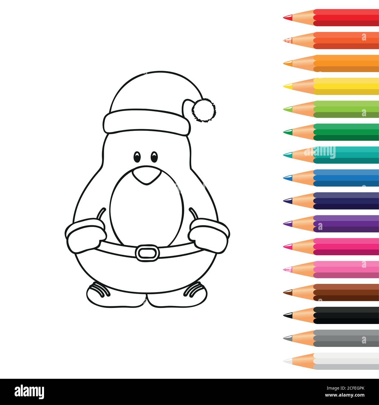 Carino pinguino per colorare libro con matite vettore illustrazione EPS10 Illustrazione Vettoriale