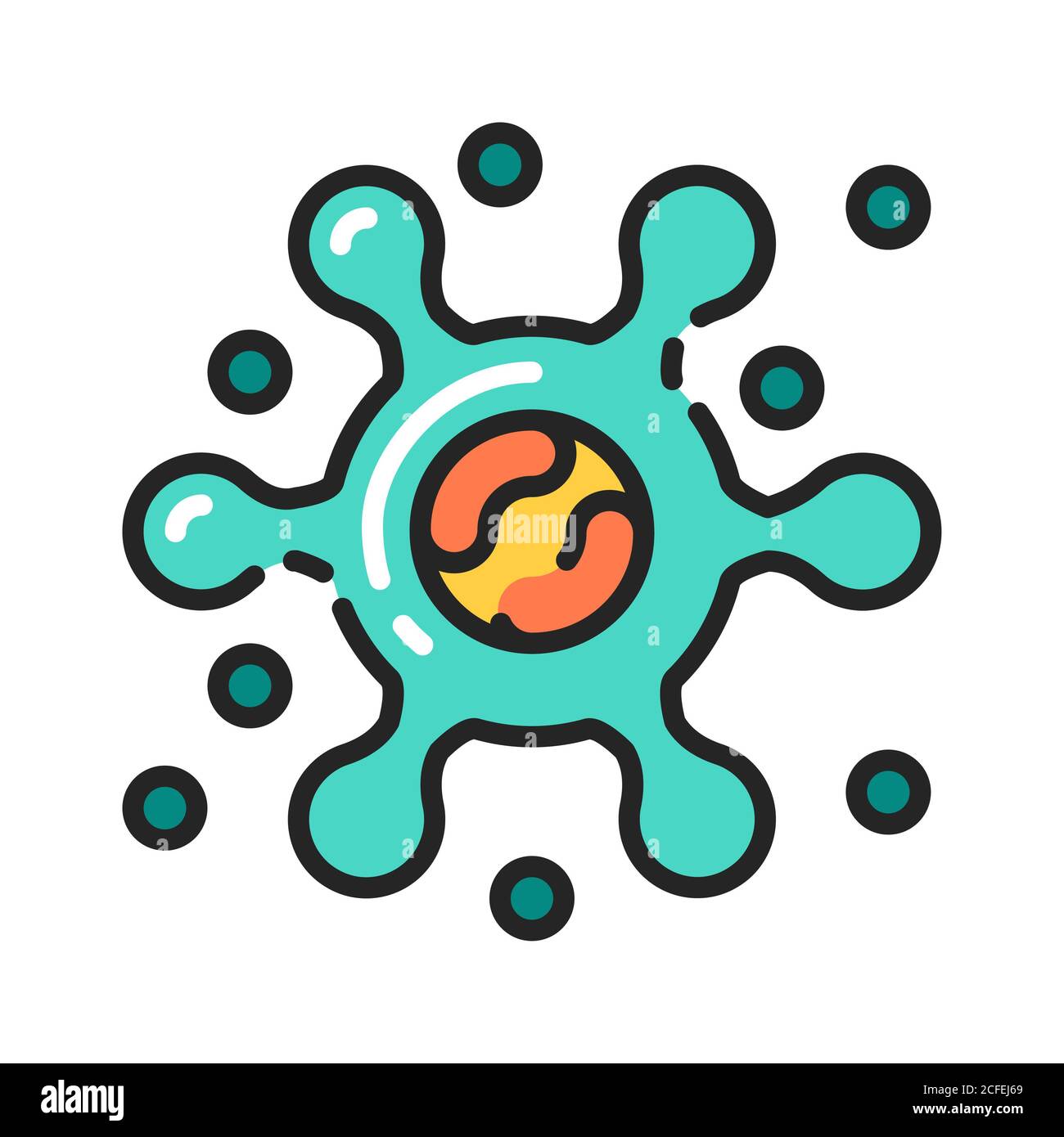 Icona della linea di colore del virus. Batteri, segno del microrganismo. Pittogramma per pagina web, app mobile, promo.tratto modificabile Foto Stock