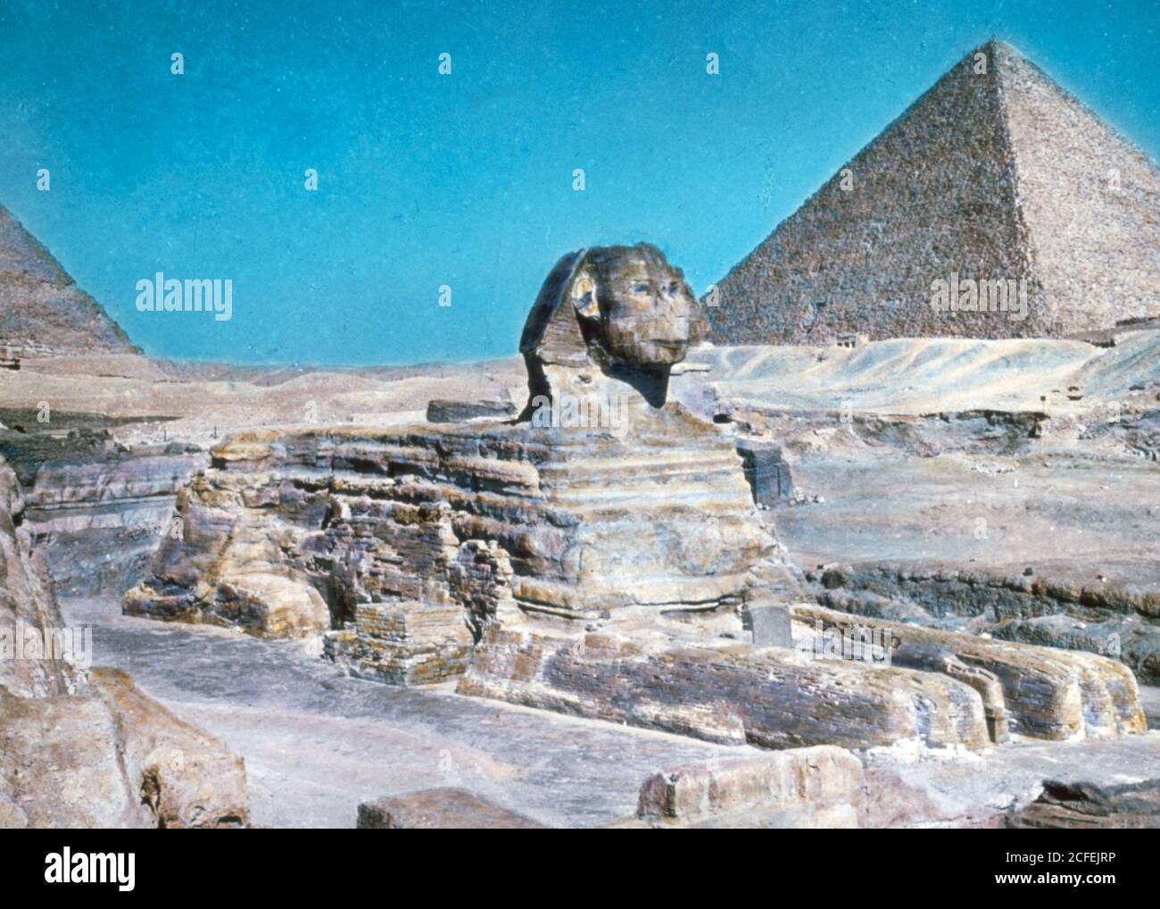 Didascalia originale: Il Cairo e le piramidi. Piramidi e Sfinge. Tratto dalla S.E. - Ubicazione: Egitto--Jizah ca. 1950-1977 Foto Stock