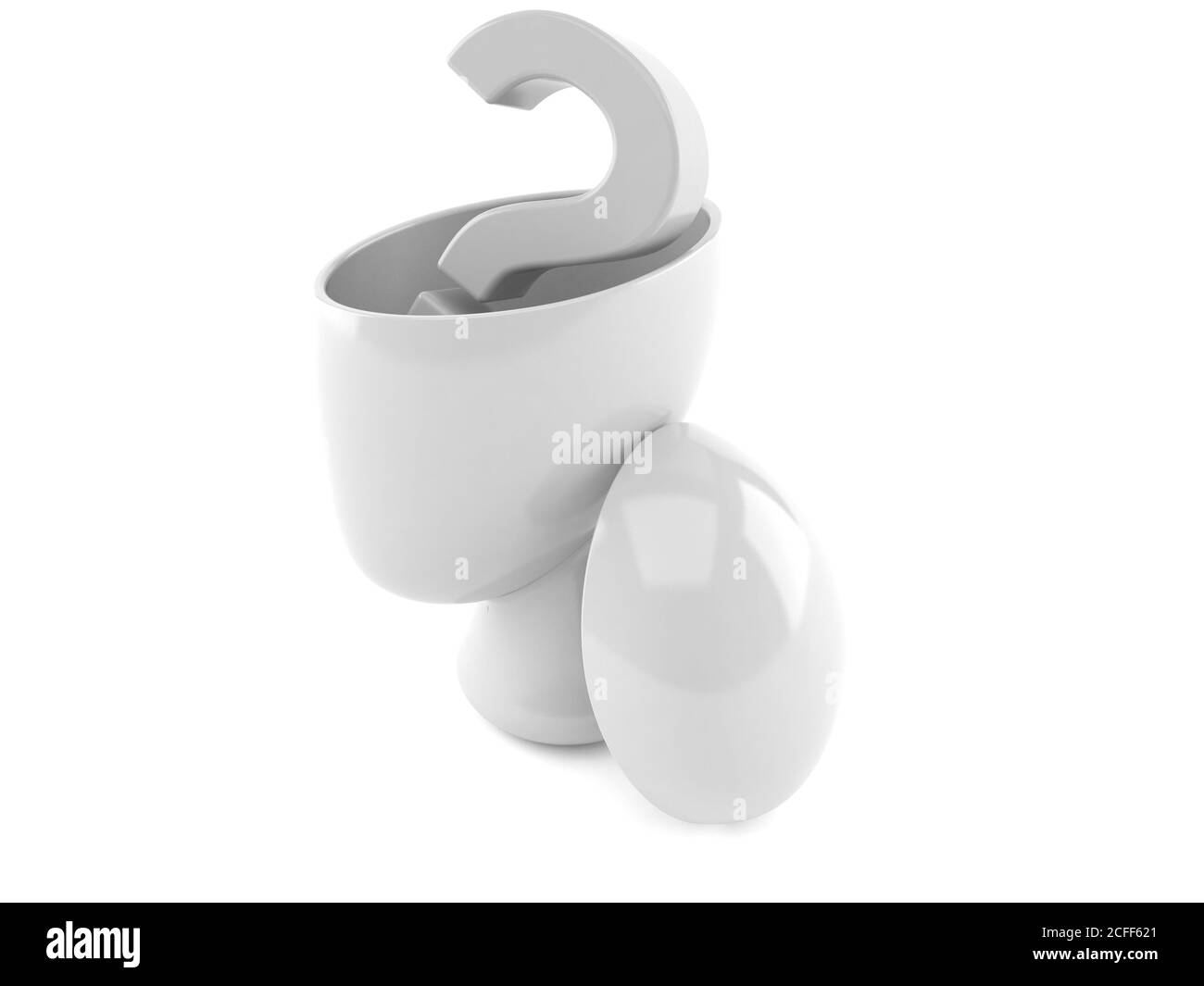 Testa aperta con punto interrogativo all'interno isolato su sfondo bianco Foto Stock