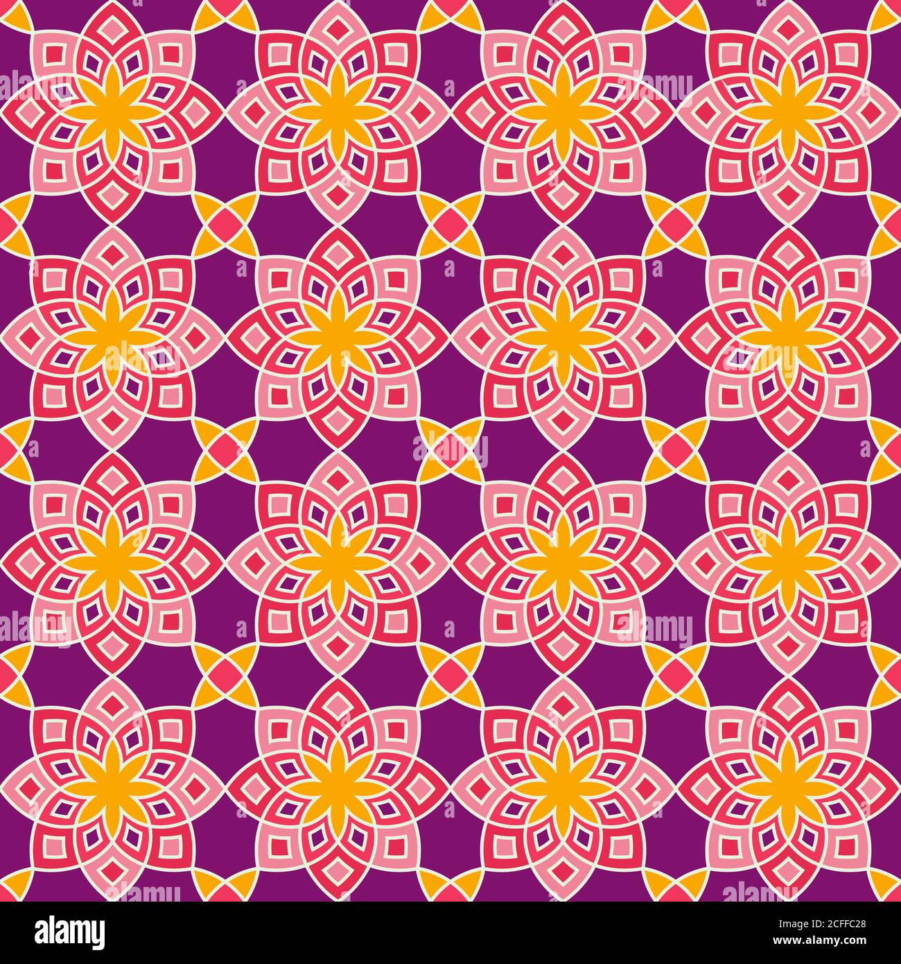 Motivo floreale astratto. Fiori geometrici con pattern vettoriale senza giunture. Modello con fiori astratti in stile arabesco orientale. Indietro vettoriale senza giunture Illustrazione Vettoriale