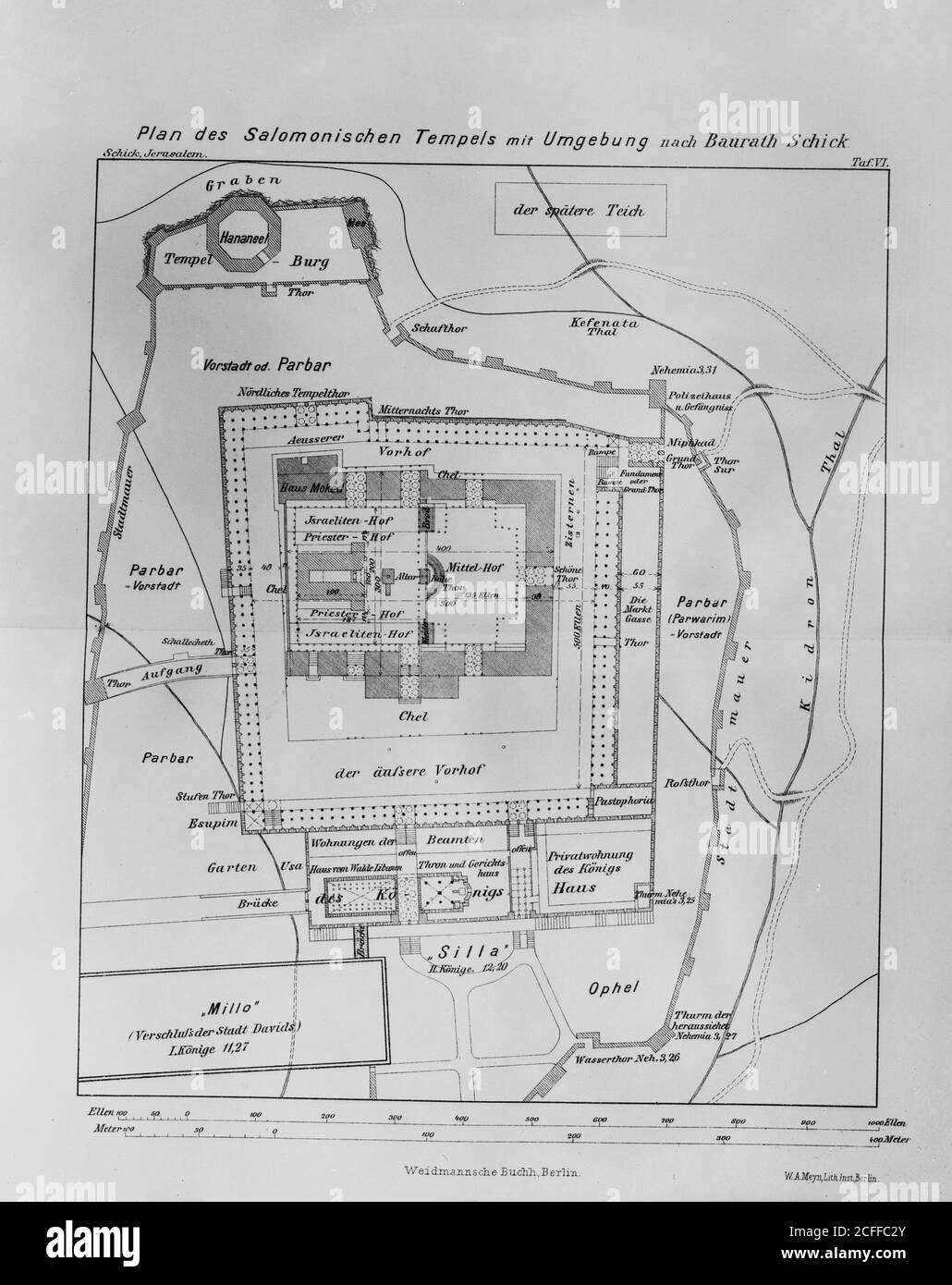 Didascalia originale: Piantine del tempio di Salomone & ambiente secondo il Dr. Schick - posizione: Gerusalemme ca. 1934-1939 Foto Stock