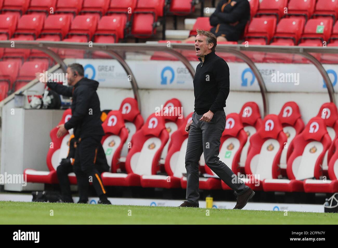 SUNDERLAND, INGHILTERRA. 5 SETTEMBRE il manager del Sunderland Phil Parkinson durante la partita della Carabao Cup tra Sunderland e Hull City allo Stadio di luce di Sunderland. (Credit: Mark Fletcher | MI News) Foto Stock