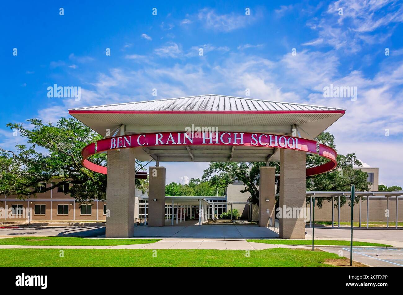 La B.C. Rain High School è raffigurata, 22 agosto 2020, a Mobile, Alabama. B.C. Rain, inaugurato nel 1963, è una scuola superiore pubblica. Foto Stock