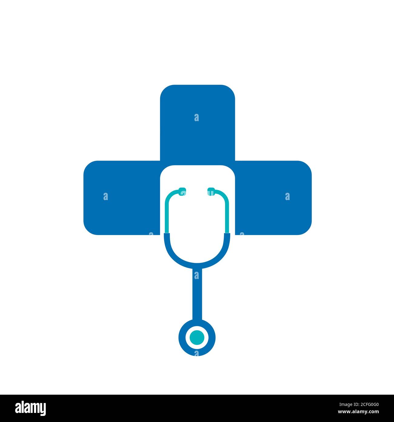 Il disegno del logo del medico e del vettore di illustrazione per la farmacia medica e di sanità e simboli dell'ospedale della clinica. Illustrazione Vettoriale