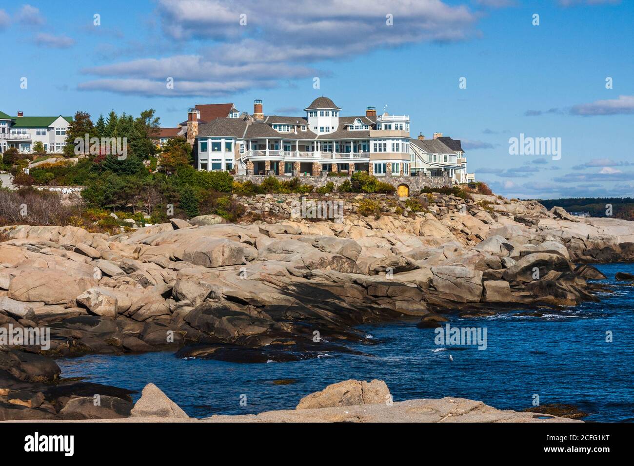 Resort sulla Rugged Coast del Maine, vicino a York sulla penisola di Cape Neddick. Foto Stock