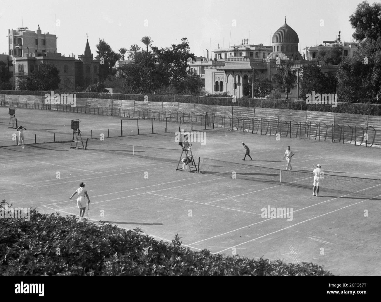 Egitto. Il Cairo. Gezira Giardini e sport. Campi da tennis ca. 1934-1939 Foto Stock