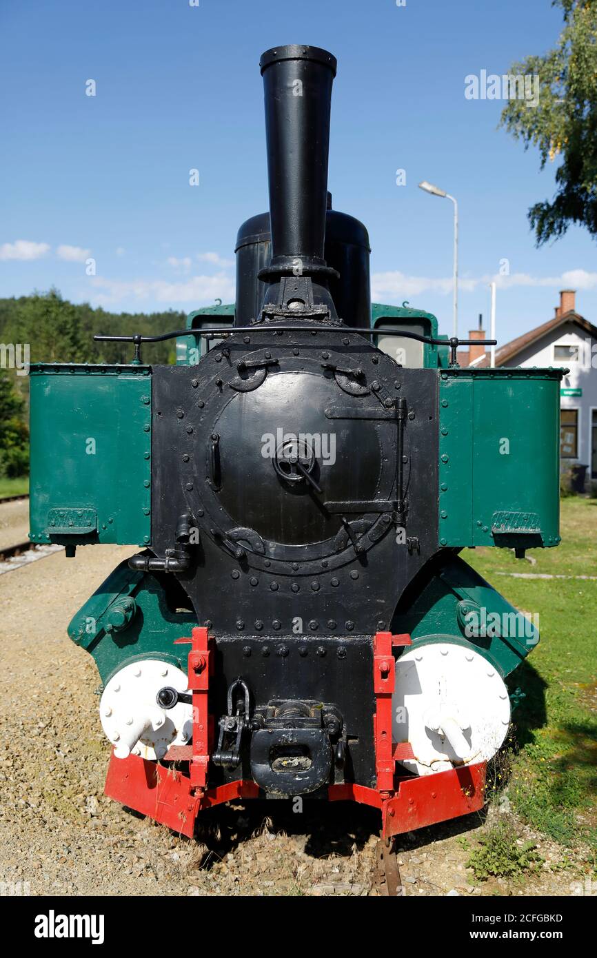 Una locomotiva a vapore dalla Waldviertel-Bahn, bassa Austria Foto Stock