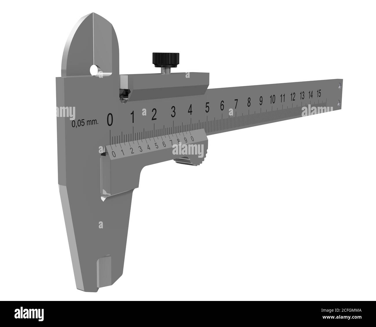 Pinze - strumento di misurazione di precisione. Isolato. Illustrazione 3D Foto Stock