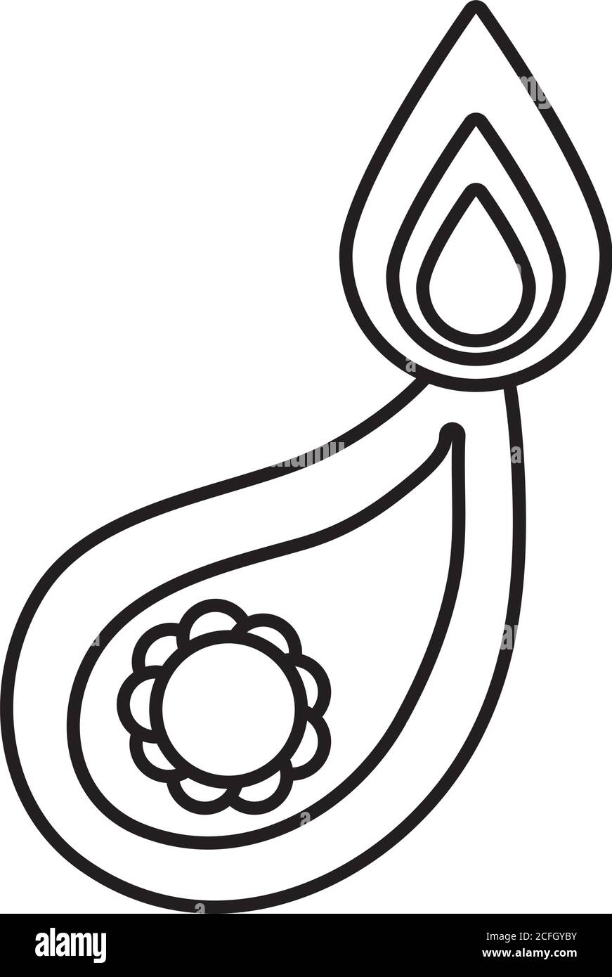candela diwali con goccia stile linea mandala icona illustrazione vettoriale design Illustrazione Vettoriale