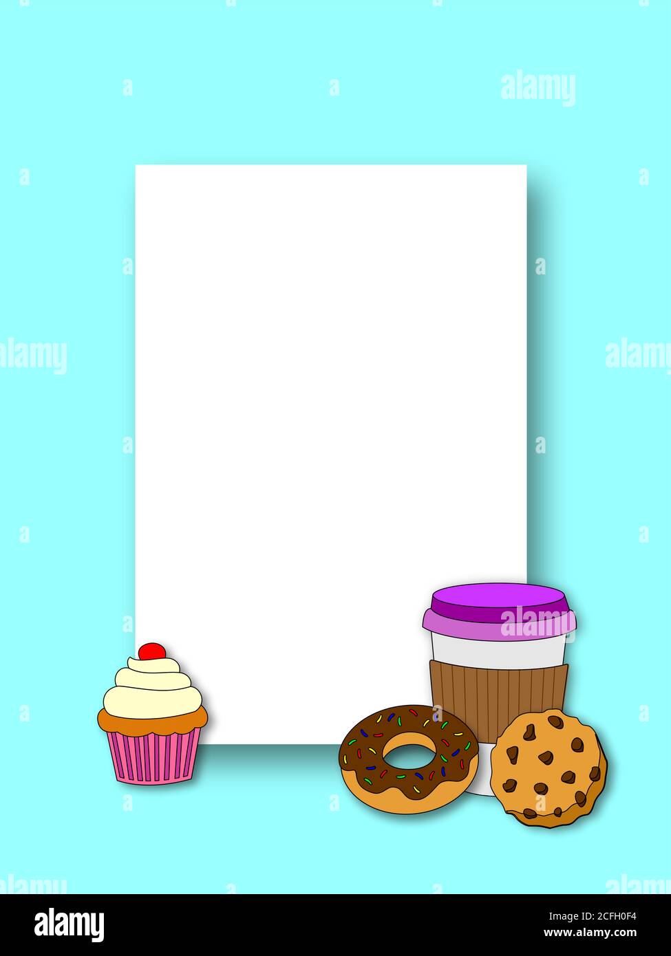 Caffè a dima con pasta di pasticceria a base turchese vettorizzato Illustrazione Vettoriale