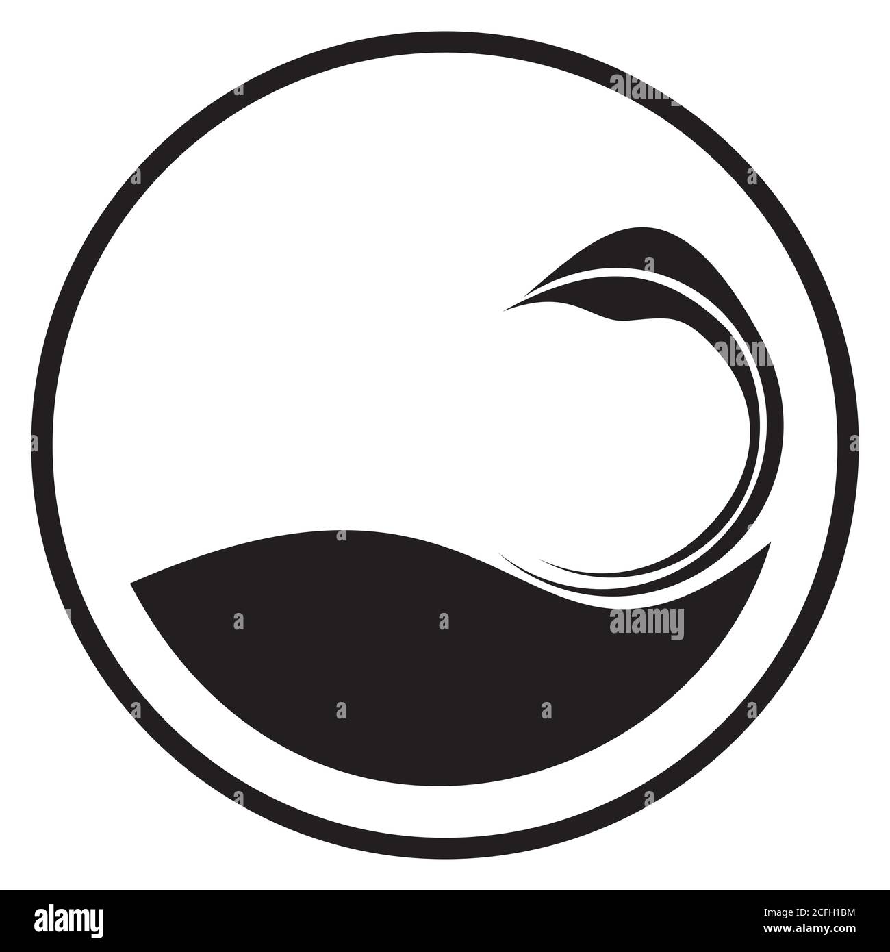 Swan nel cerchio. Semplice logo vettoriale. Spa tema benessere e bellezza in nero isolato su sfondo bianco. Illustrazione Vettoriale