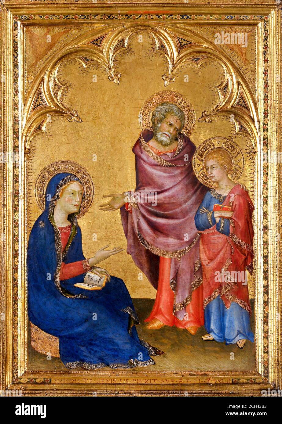Simone Martini, Cristo scoperto nel Tempio, 1342, Tempera e foglia d'oro su pannello, Walker Art Gallery, Liverpool, Inghilterra. Foto Stock