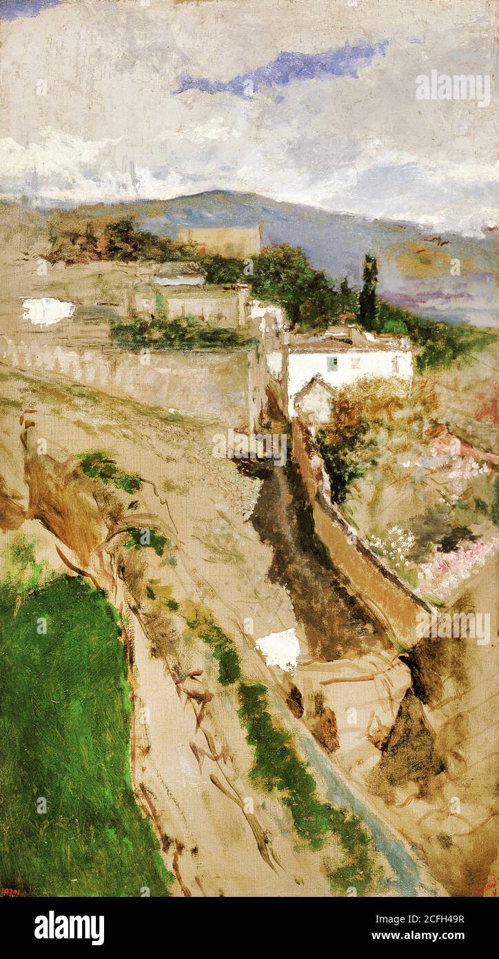 Maria Fortuny, Granada Landscape, circa 1871, olio su tela, Museu Nacional d'Art de Catalunya, Barcellona, Spagna. Foto Stock