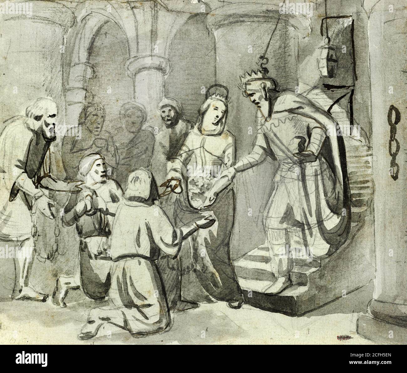 Maria Fortuny, il Miracolo dei Fiori di Santa Casilda, circa 1856-1858, Aquatint su carta, Museu Nacional d'Art de Catalunya, Barcellona, Spagna. Foto Stock