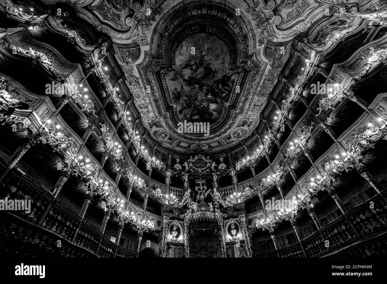 Teatro dell'opera Margravial Bayreuth Germania in stile barocco, patrimonio dell'umanità dell'UNESCO elencato ornato metà del diciottesimo secolo costruzione Foto Stock