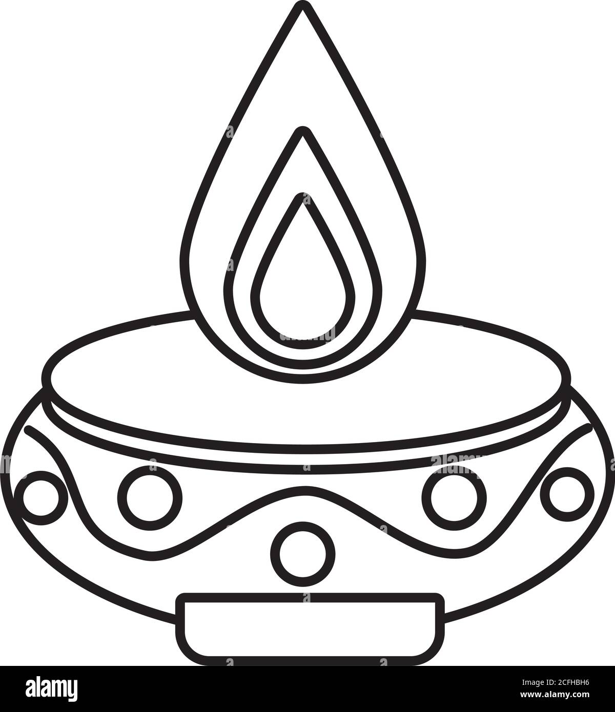 diwali disegno di illustrazione vettoriale dell'icona di stile della linea della candela Illustrazione Vettoriale