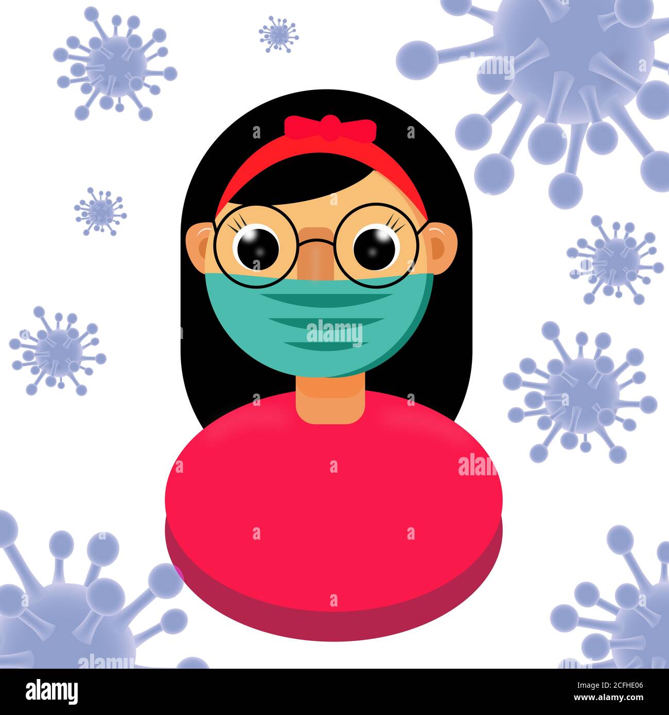 Ragazza indossare una maschera per proteggere covid-19 Coronavirus Foto Stock